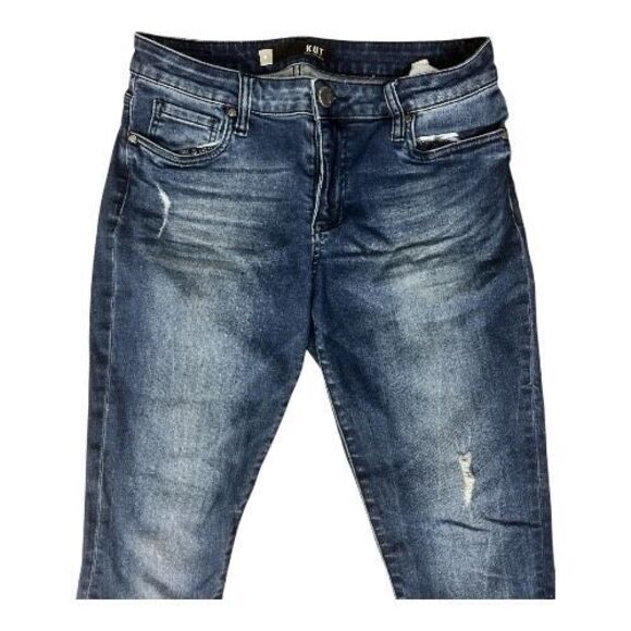 Kut From The Kloth DONA Ankle Skinny Blue Jeans Size 6 Distressed Cotton Stretch - Picture 2 of 11